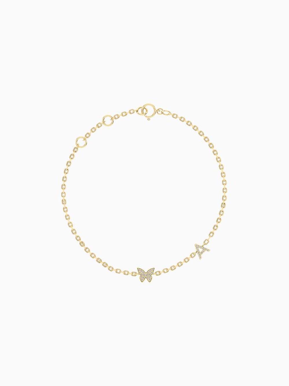 Initial & Butterfly Diamond Bracelet
