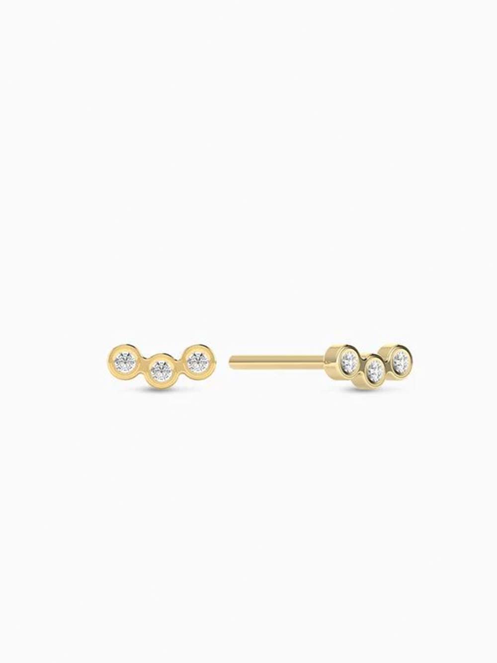 3 Diamond Studs Made In Gold