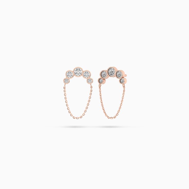 Diamond Earrings With Hanging Chain