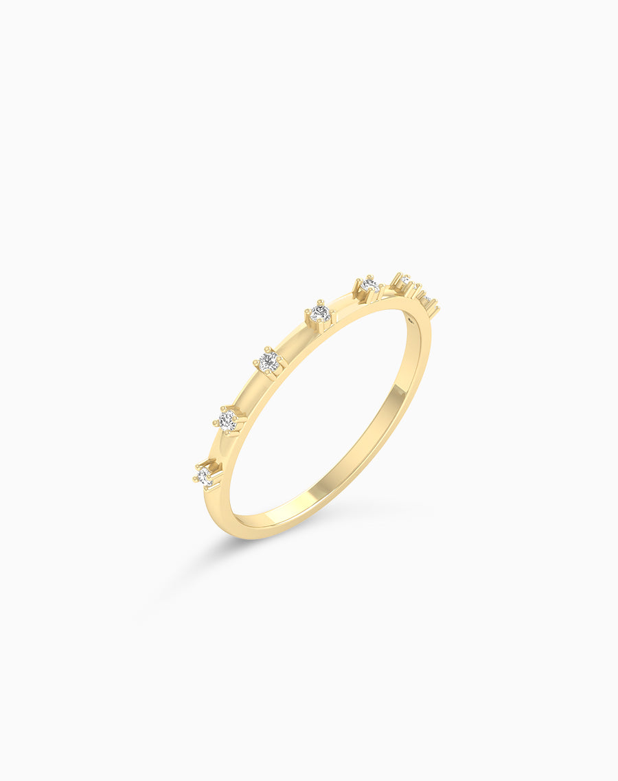 Spaced Diamond Ring Made In Gold