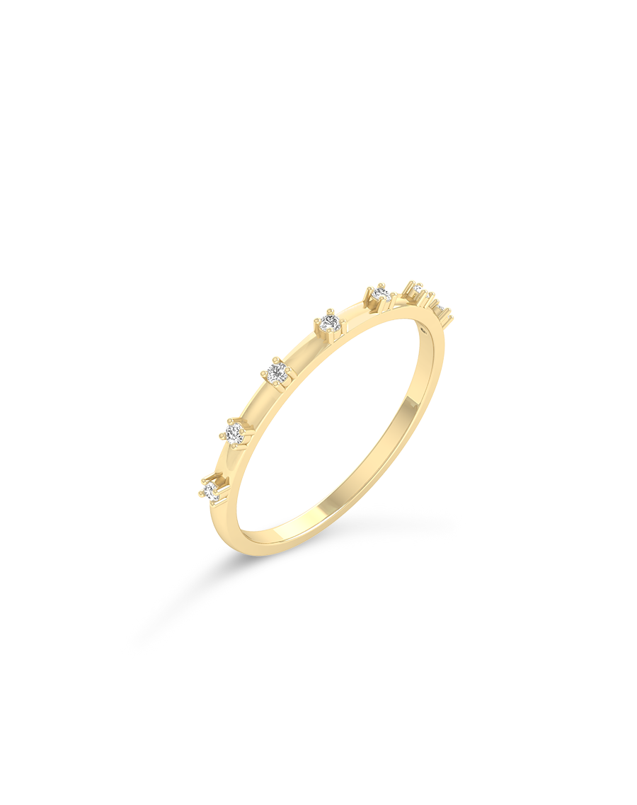 Spaced Diamond Ring Made In Gold