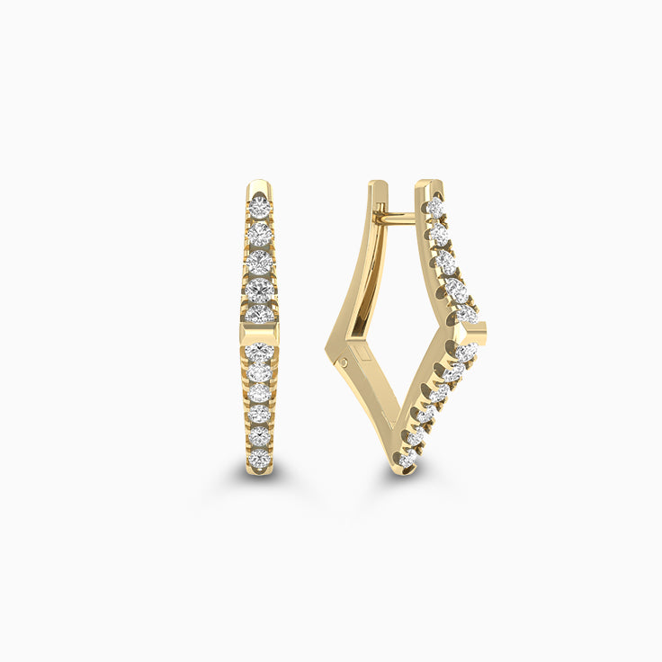 Kite shaped Diamond Hoops Made In gold