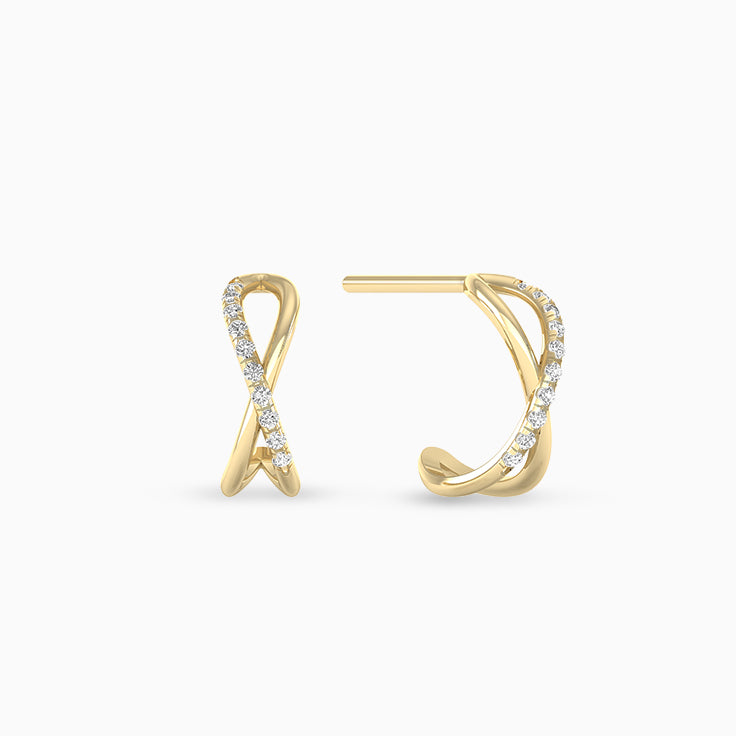 Diamond X Hoop Earrings Made In Gold