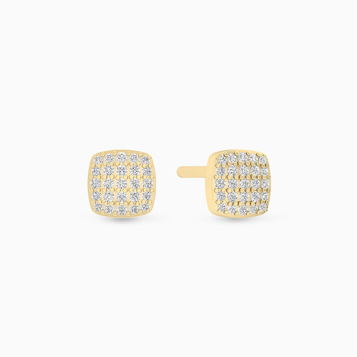 Cushion Diamond Earrings Made In Gold