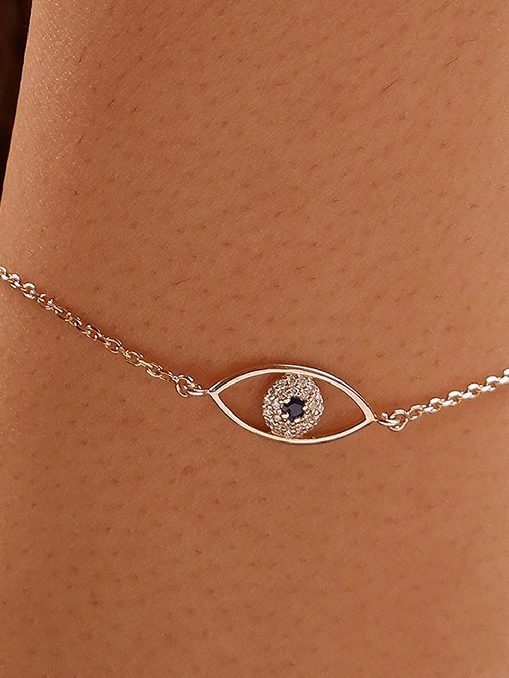 Evil eye Diamond & Blue sapphire Bracelet