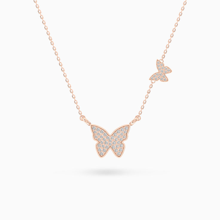 Double Butterfly Diamond Necklace