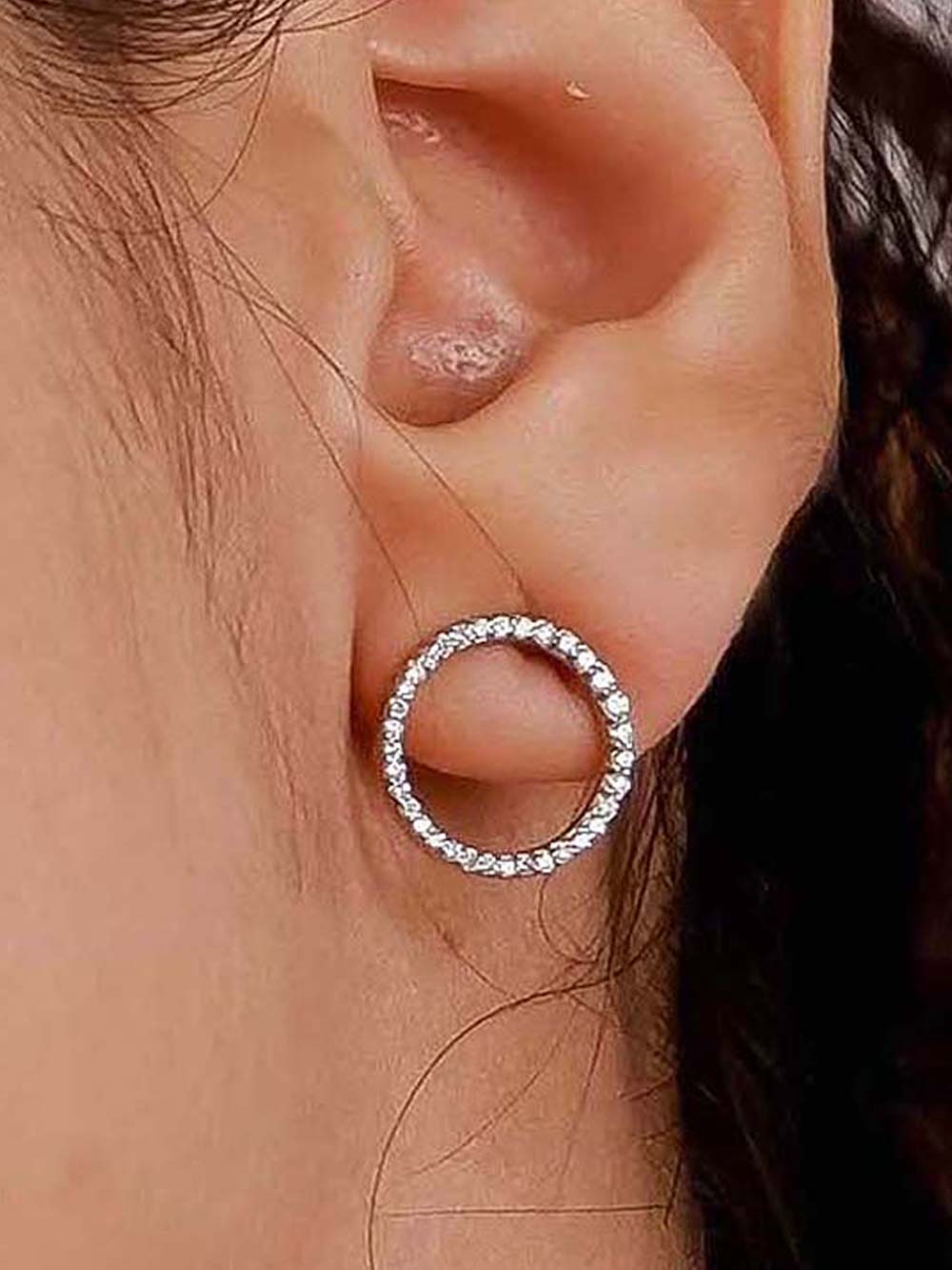 Circle Open shape Diamond Earrings