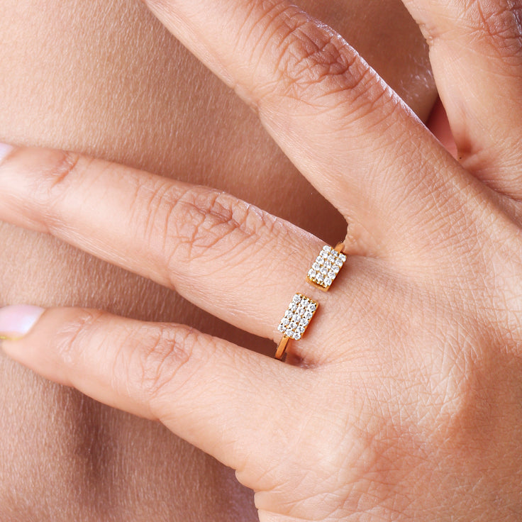 Rectangular Open Shape Diamond Ring