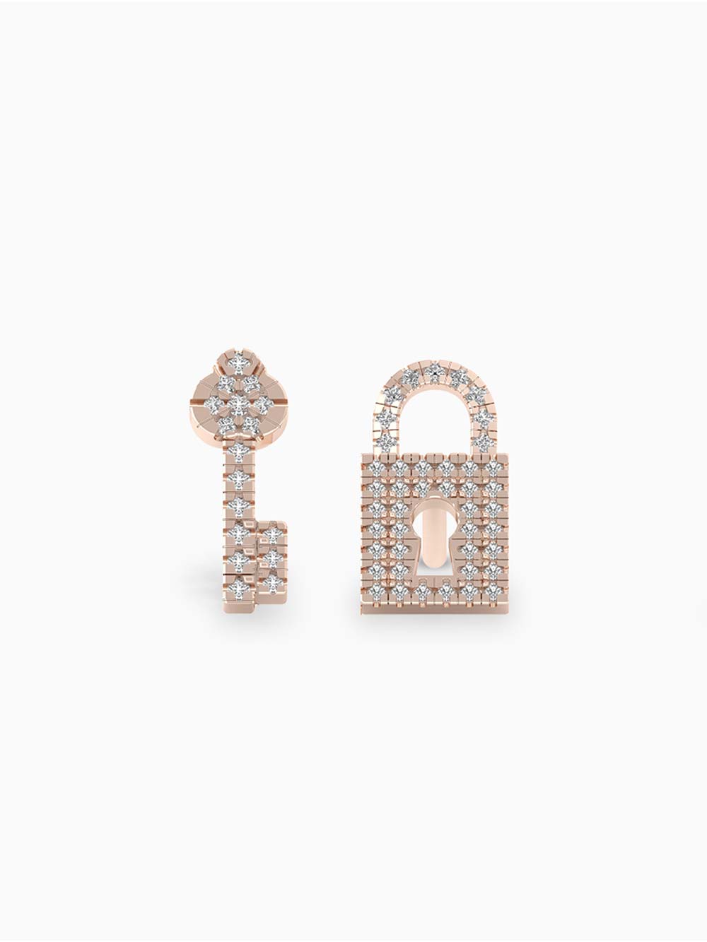 Lock and Key Diamond Earrings Made In Gold