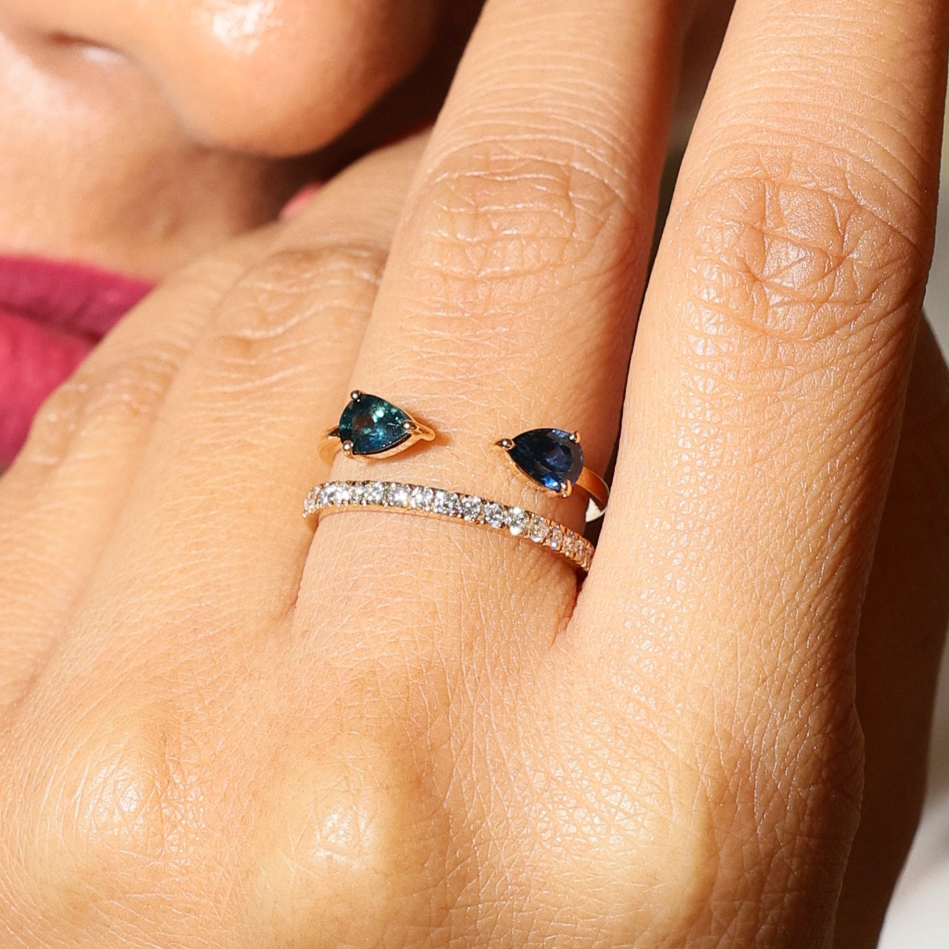 Blue Sapphire Ring with Diamonds