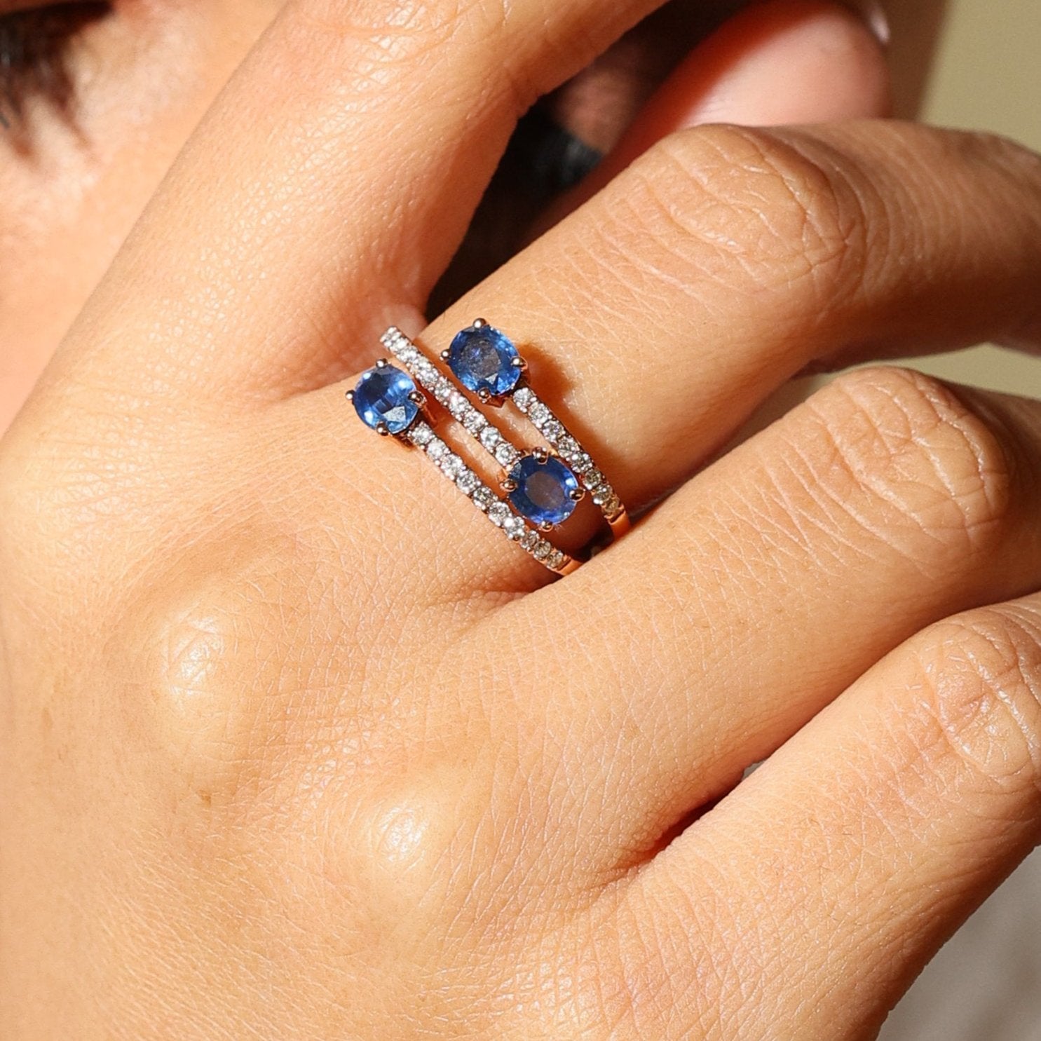 Blue Sapphire Ring with Diamonds