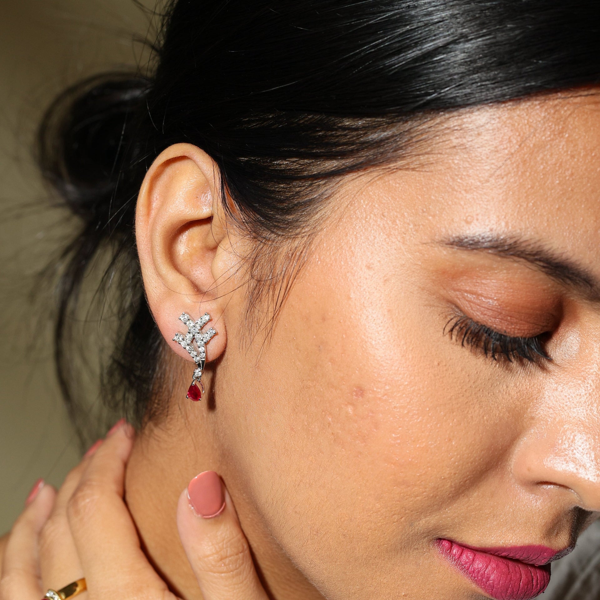 Ruby & Diamond Earring