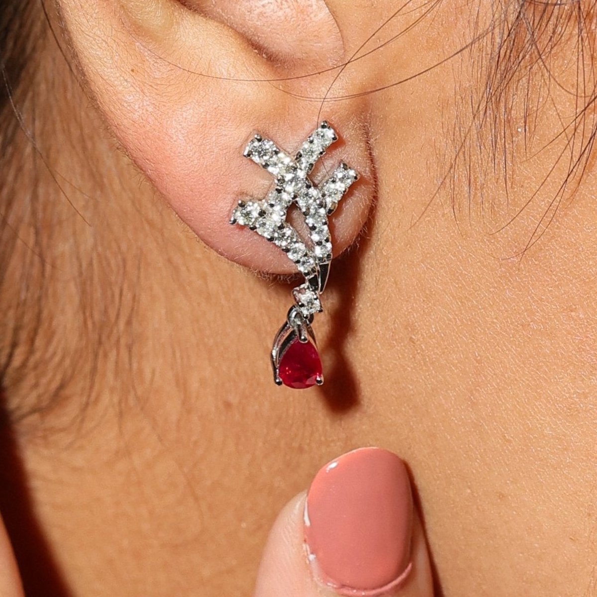 Ruby & Diamond Earring