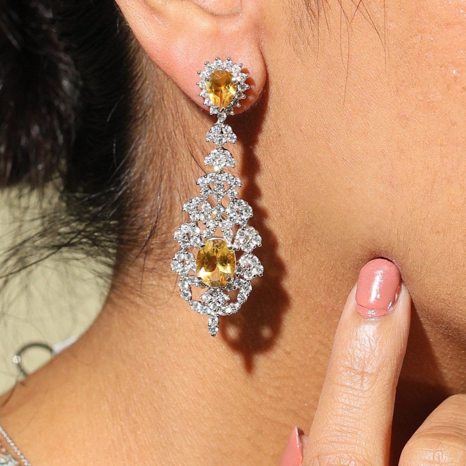 Diamond & Citrine Dangler Earrings