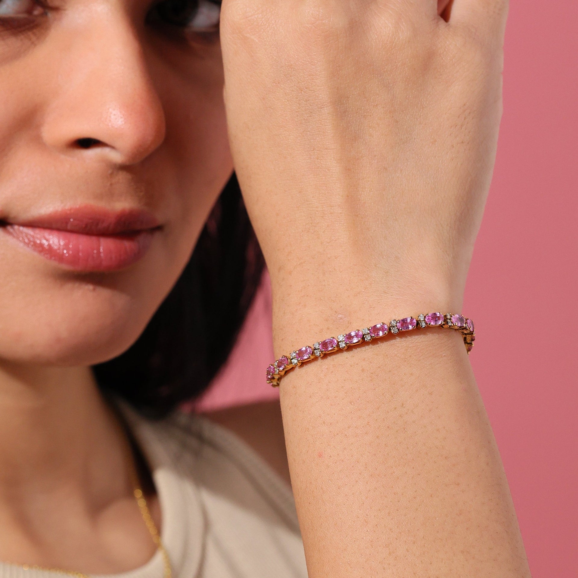 Single Row Pink Sapphire Bracelet