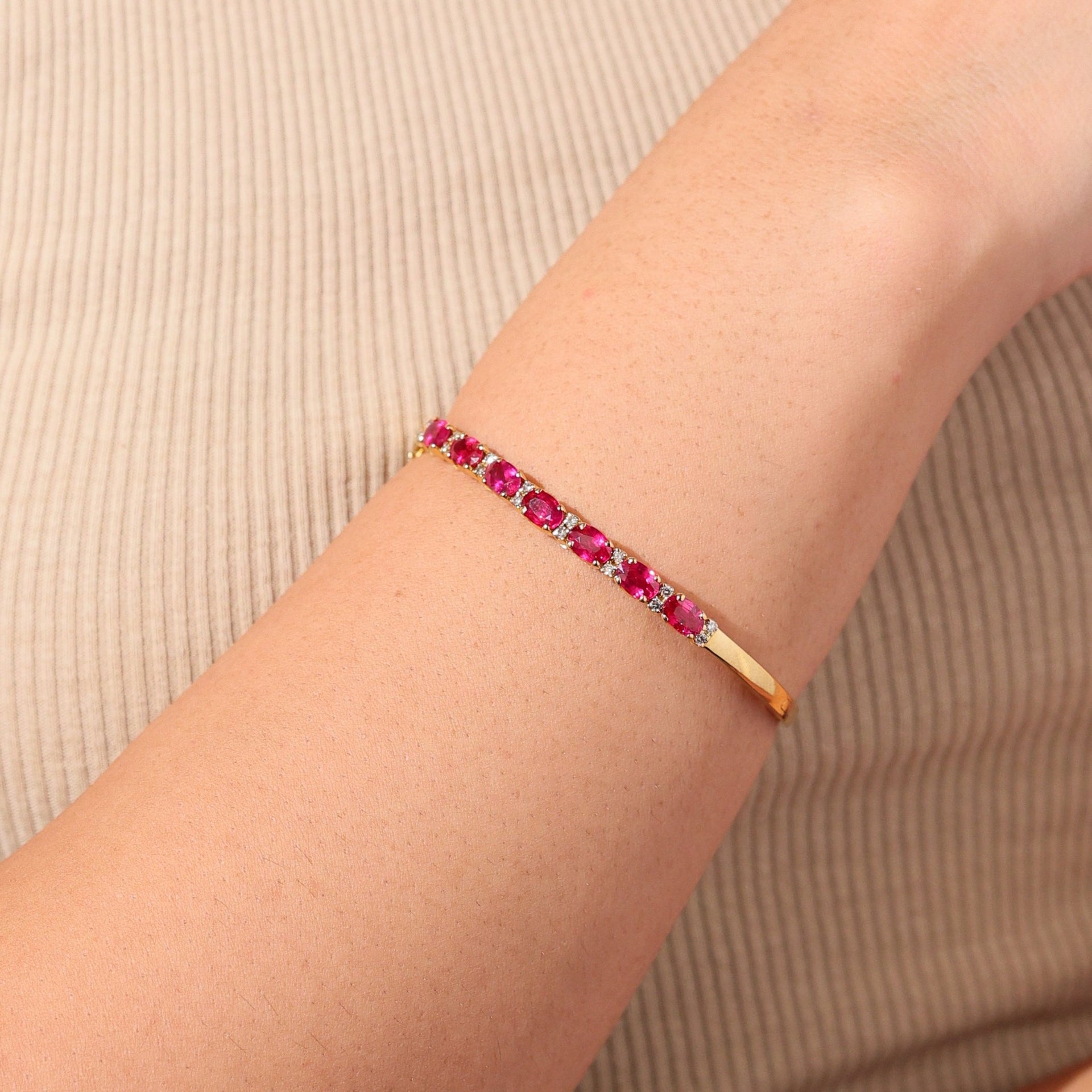 Single Row Pink Sapphire Bracelet