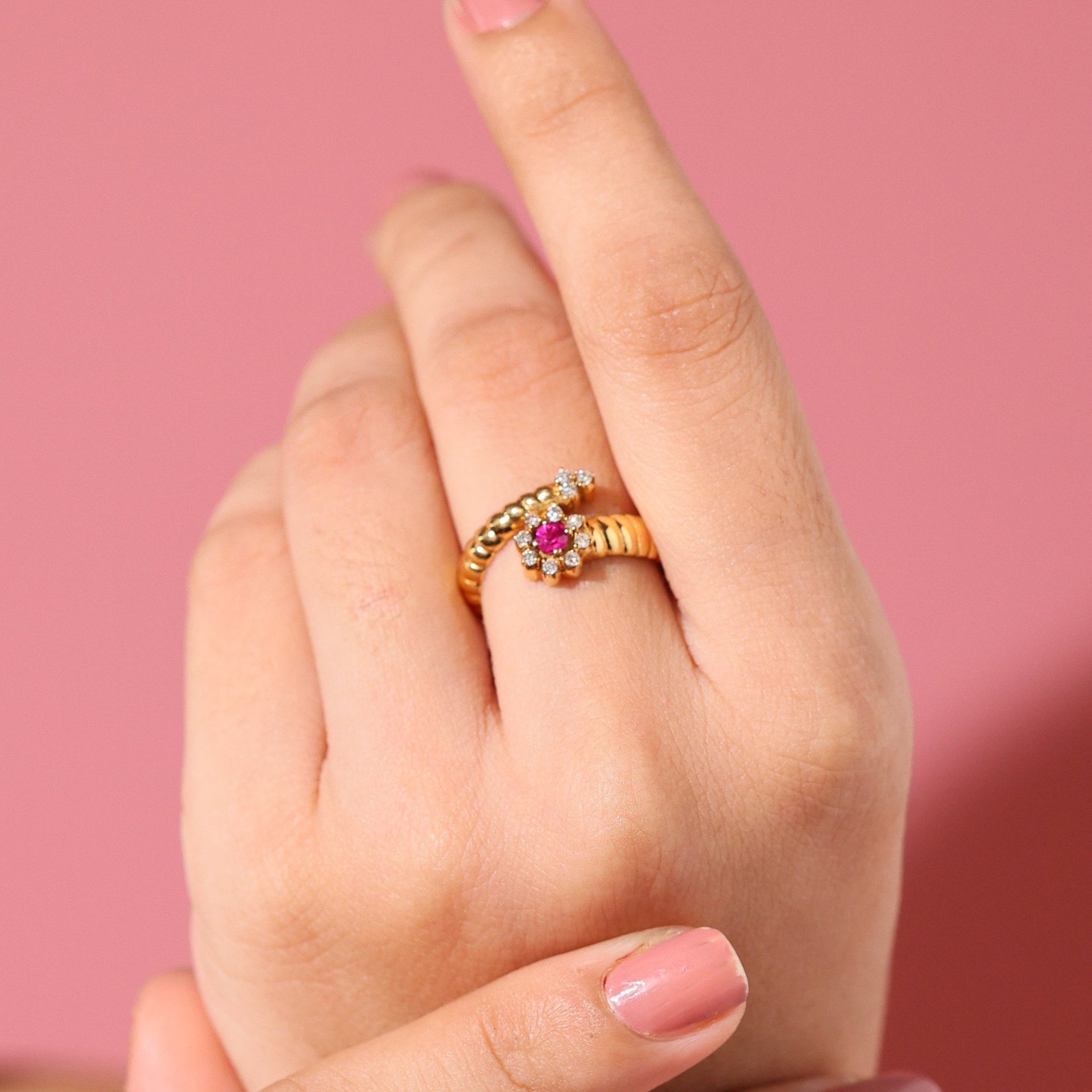 Ruby & Diamond entwined Ring