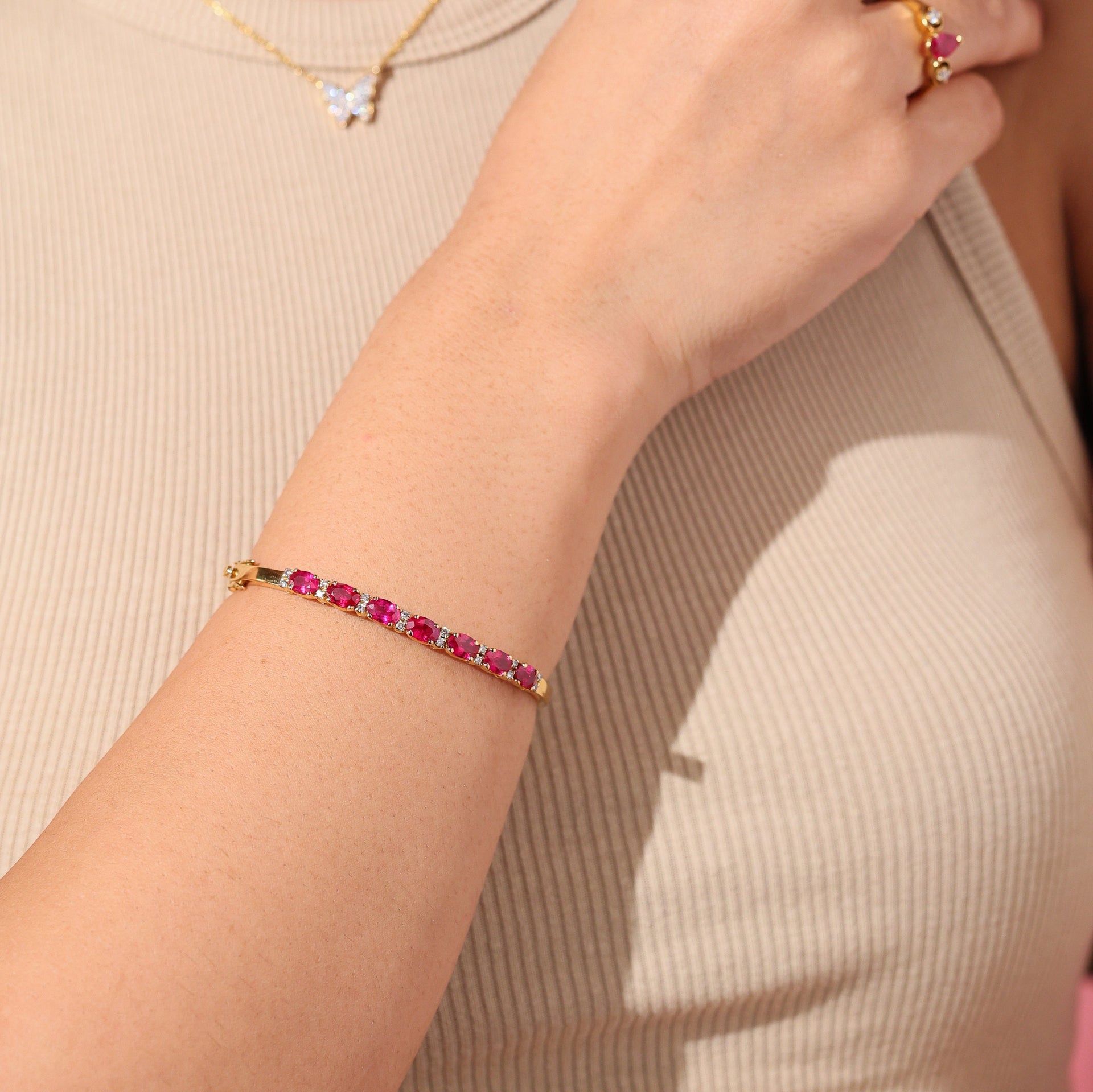 Single Row Pink Sapphire Bracelet