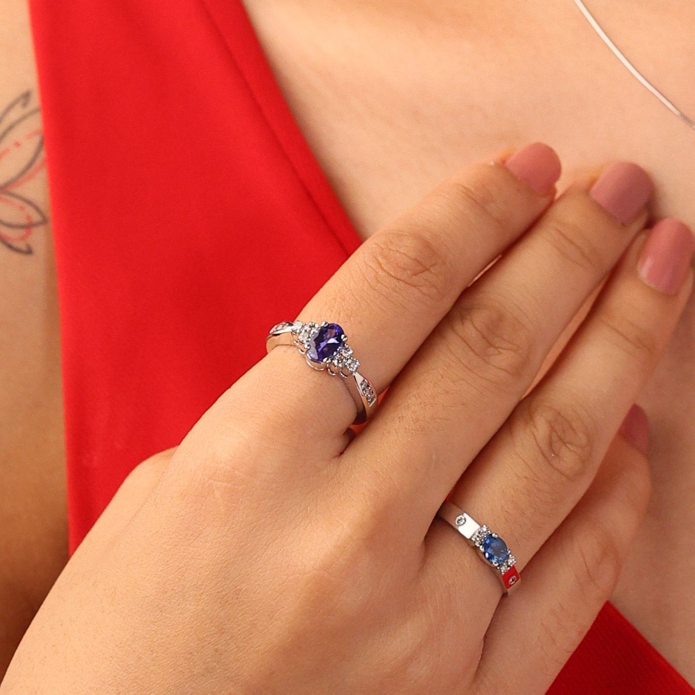 Deep Blue Sapphire & Diamond Ring