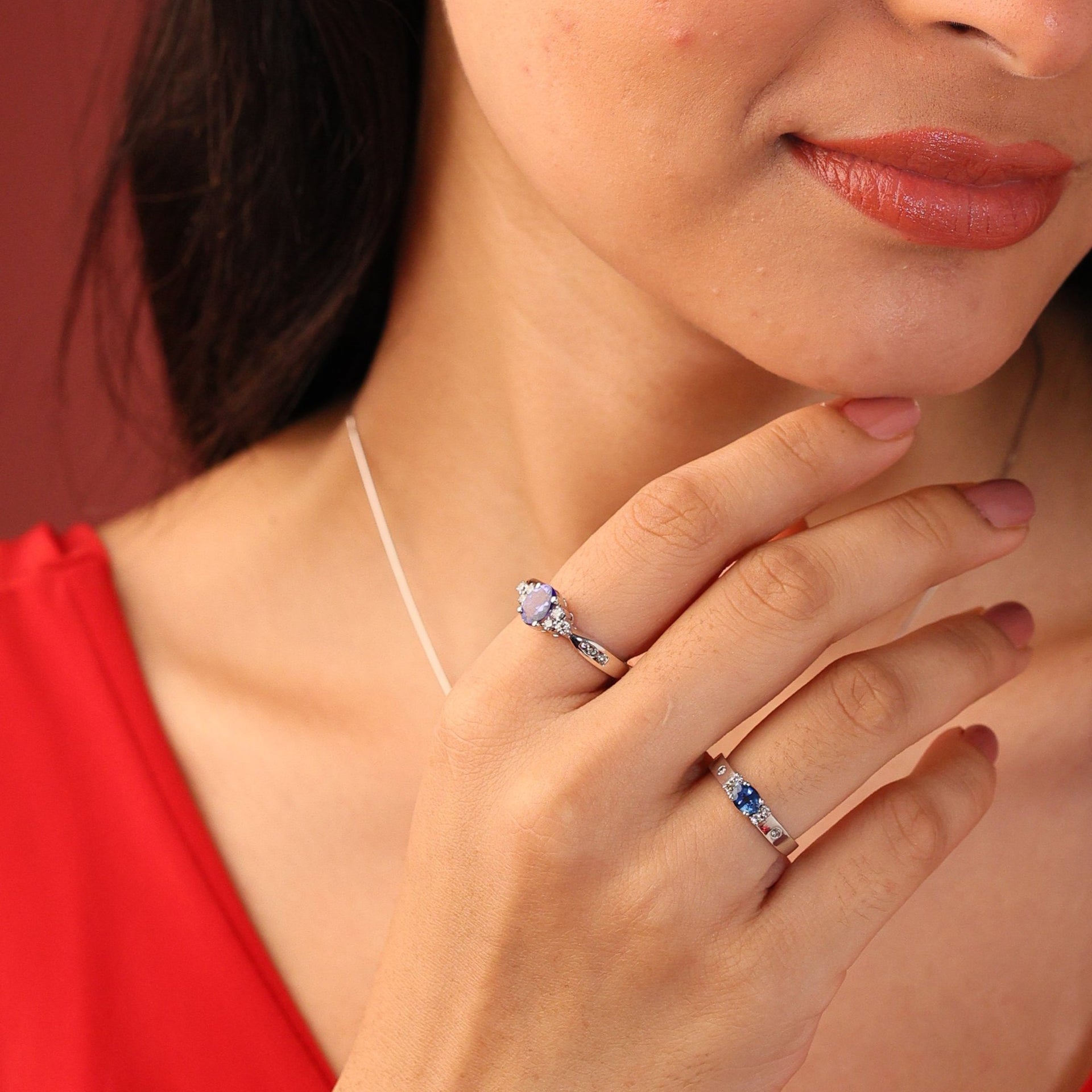 Deep Blue Sapphire & Diamond Ring