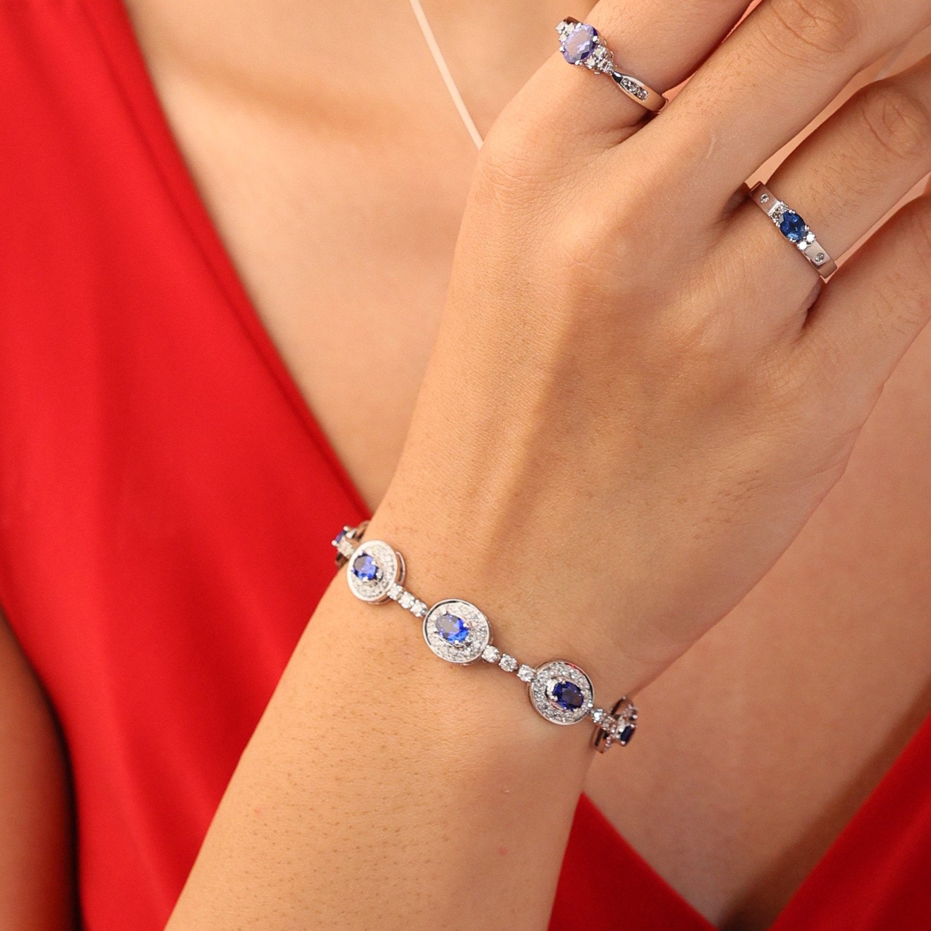 Deep Blue Sapphire & Diamond Bracelet