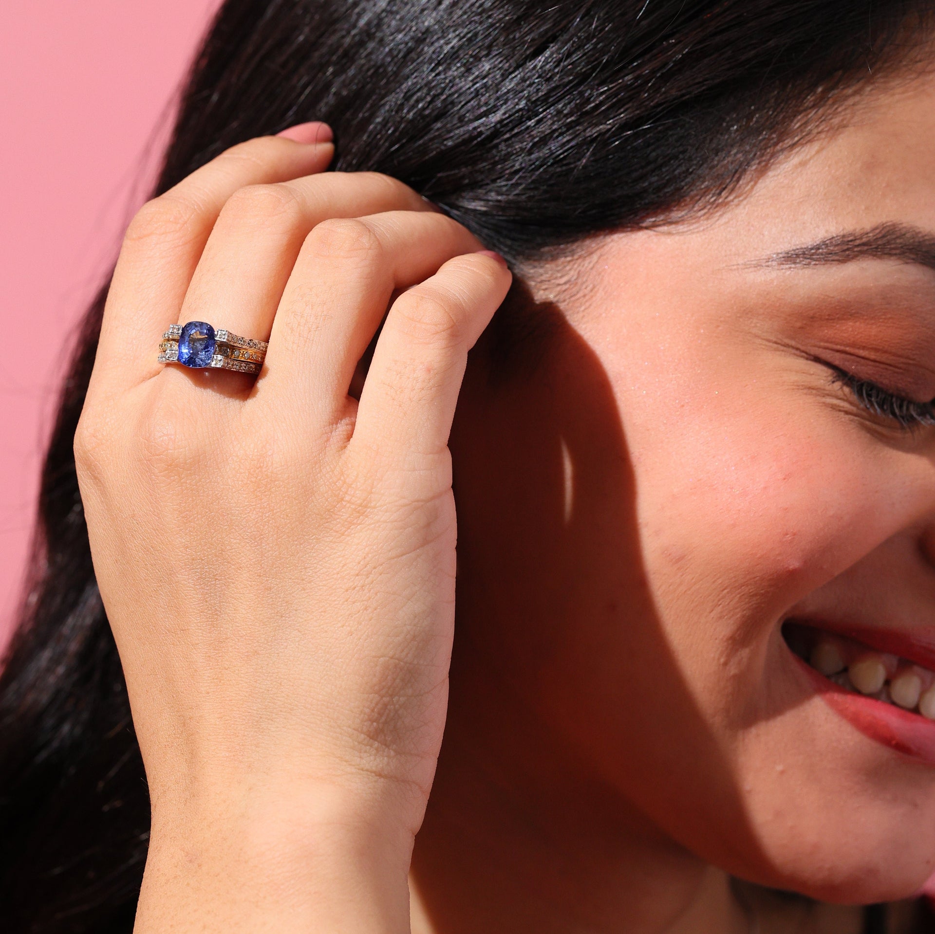 Blue Sapphire & Diamond Ring