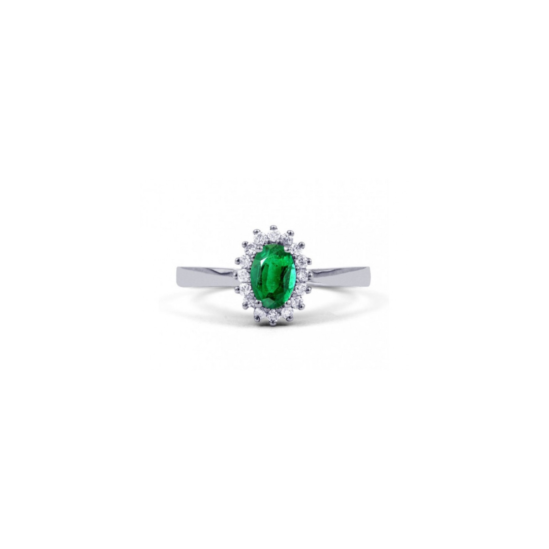 Oval Emerald Halo Ring