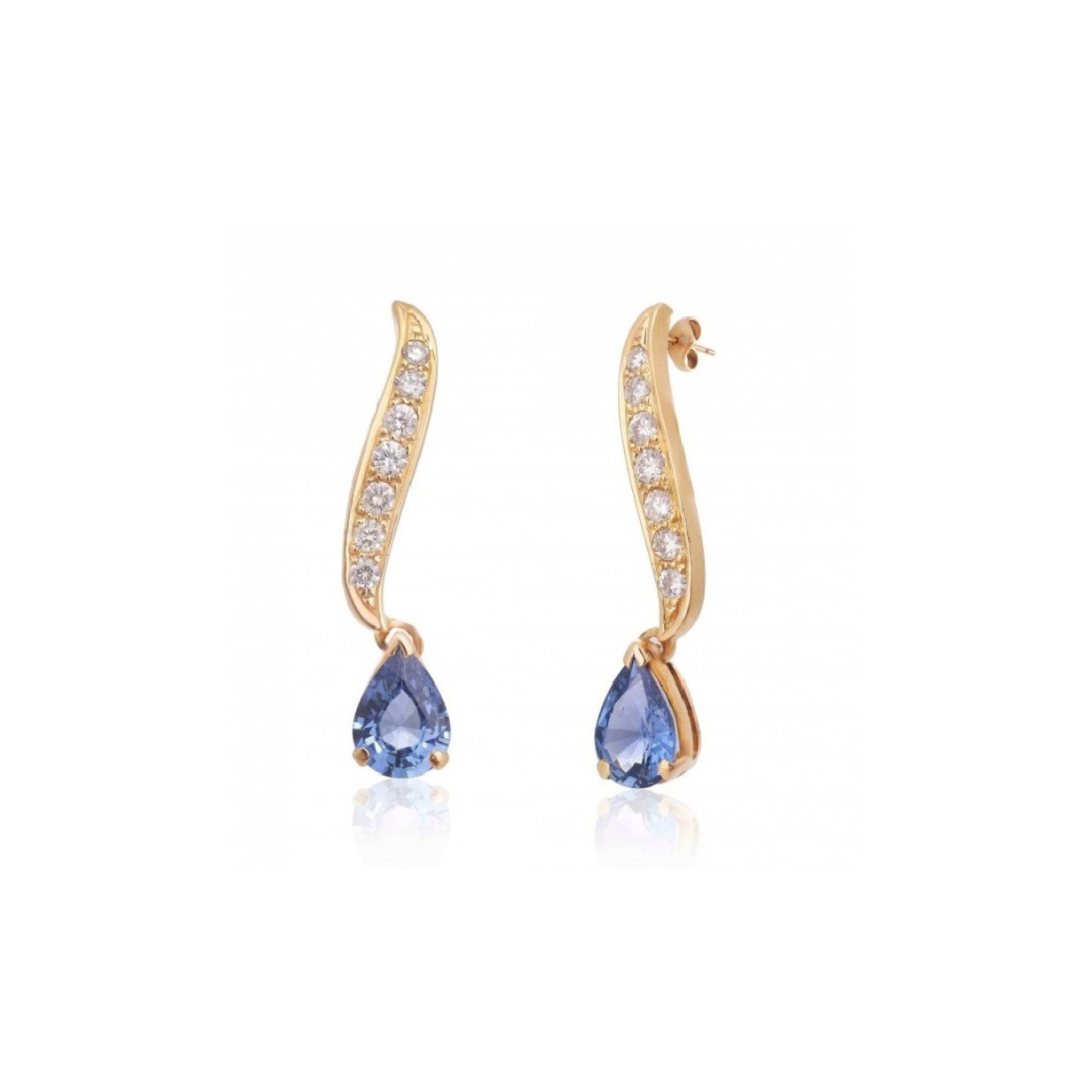 Pear shape Blue sapphire Dangle earring