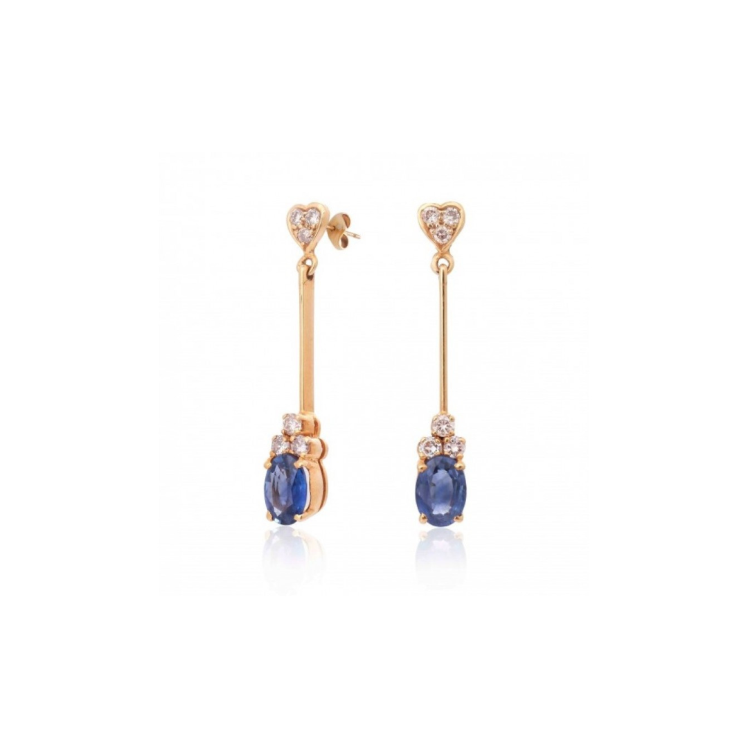 Heart charm Blue Sapphire Drop Earring