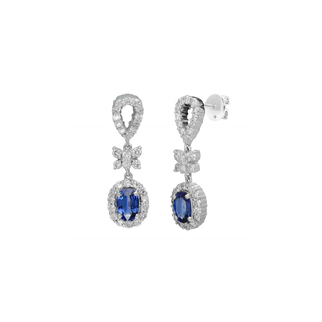 Butterfly Halo Blue Sapphire Drop Earring