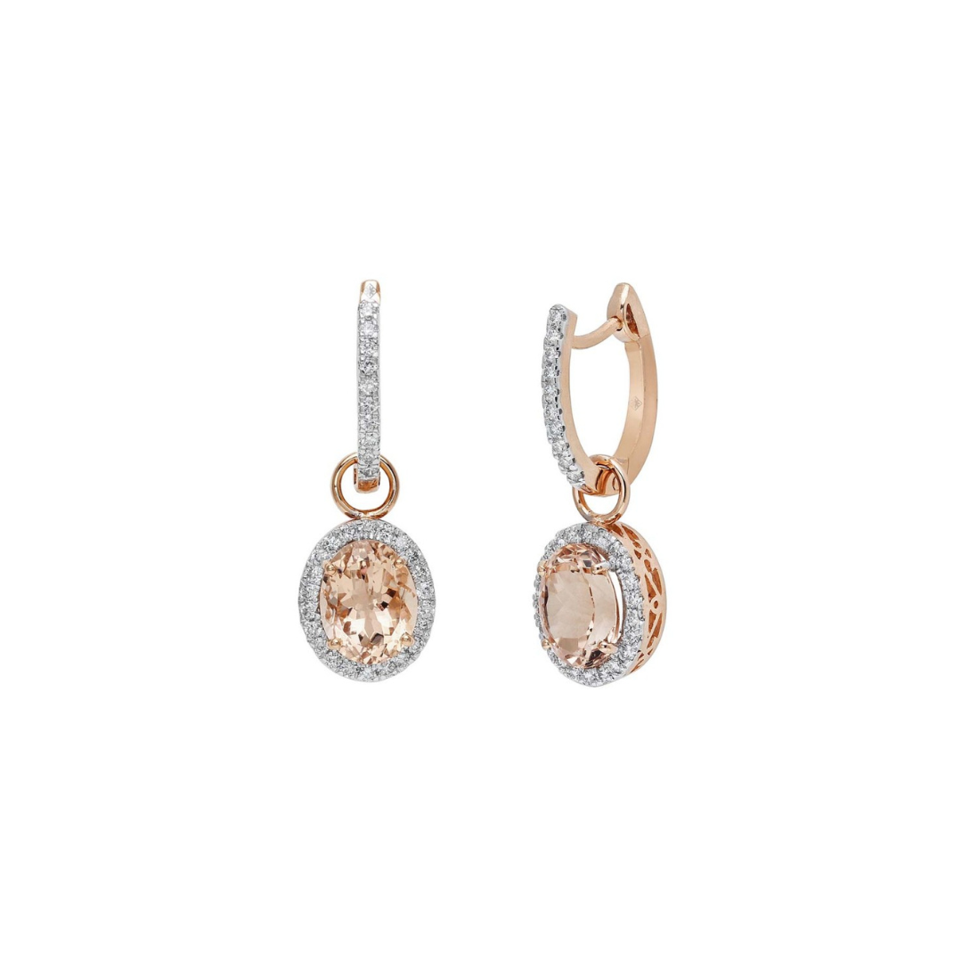 Morganite and Diamond drop Earring