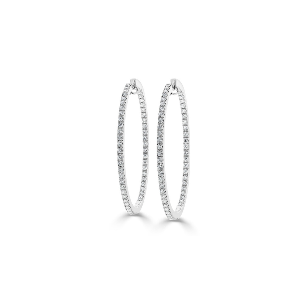 Pave Diamond Hoop Earring