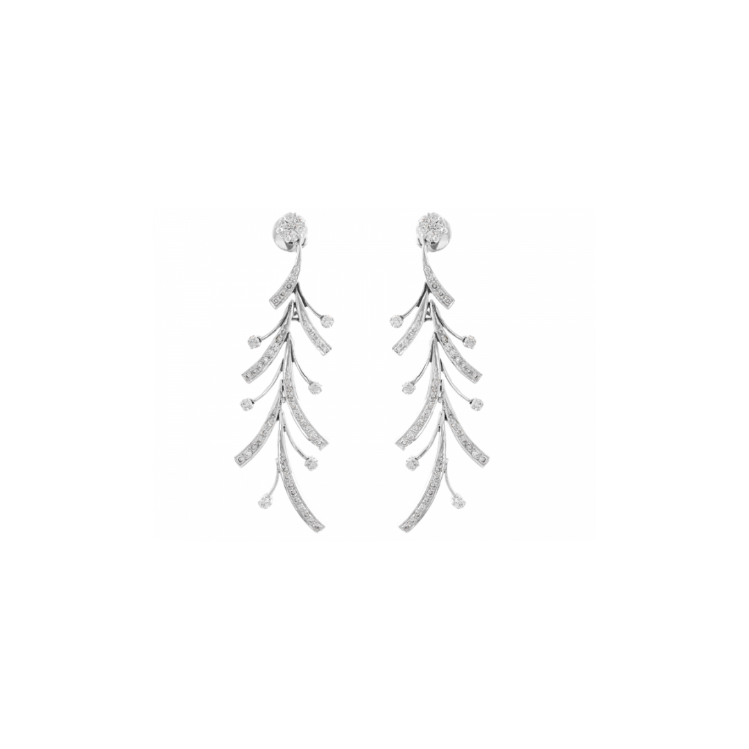 Paves Leaves Dangle Earring