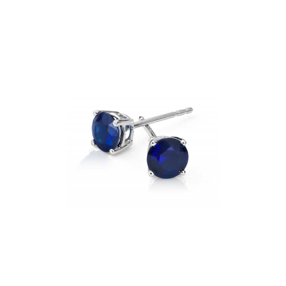 Solitaire Blue Sapphire Studs