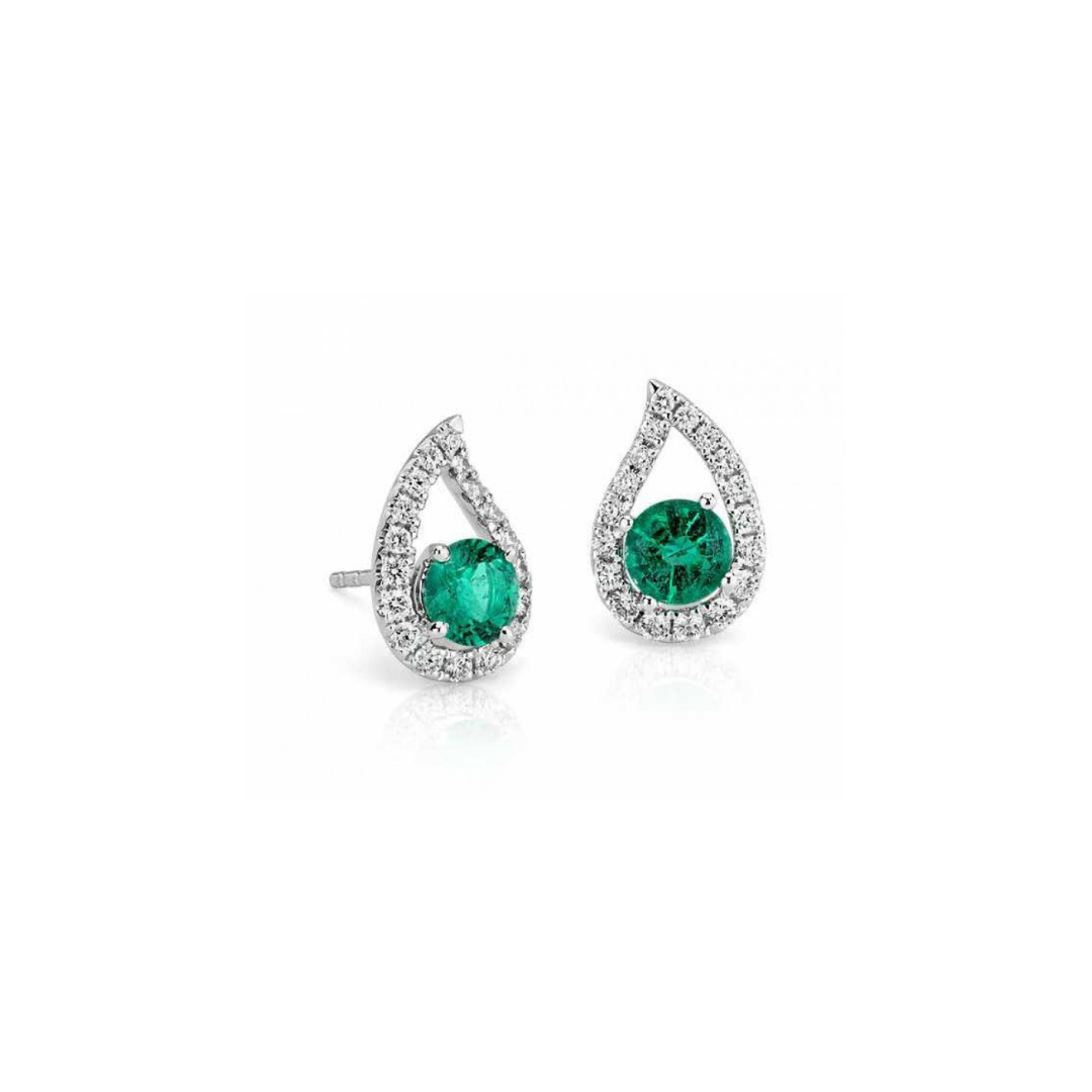 Emerald and Diamond Studs