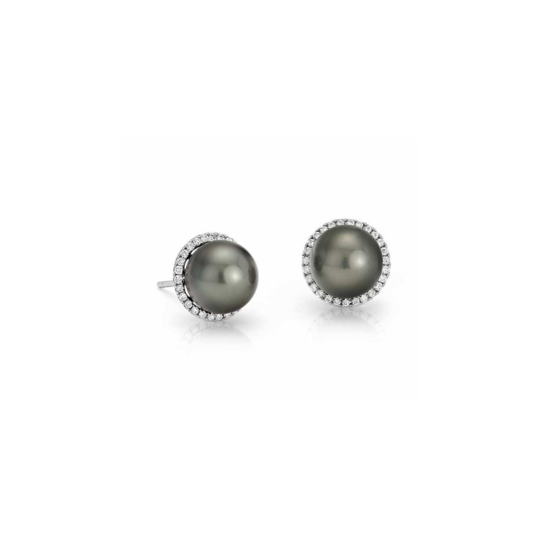 Diamond Tahitian Pearl Stud