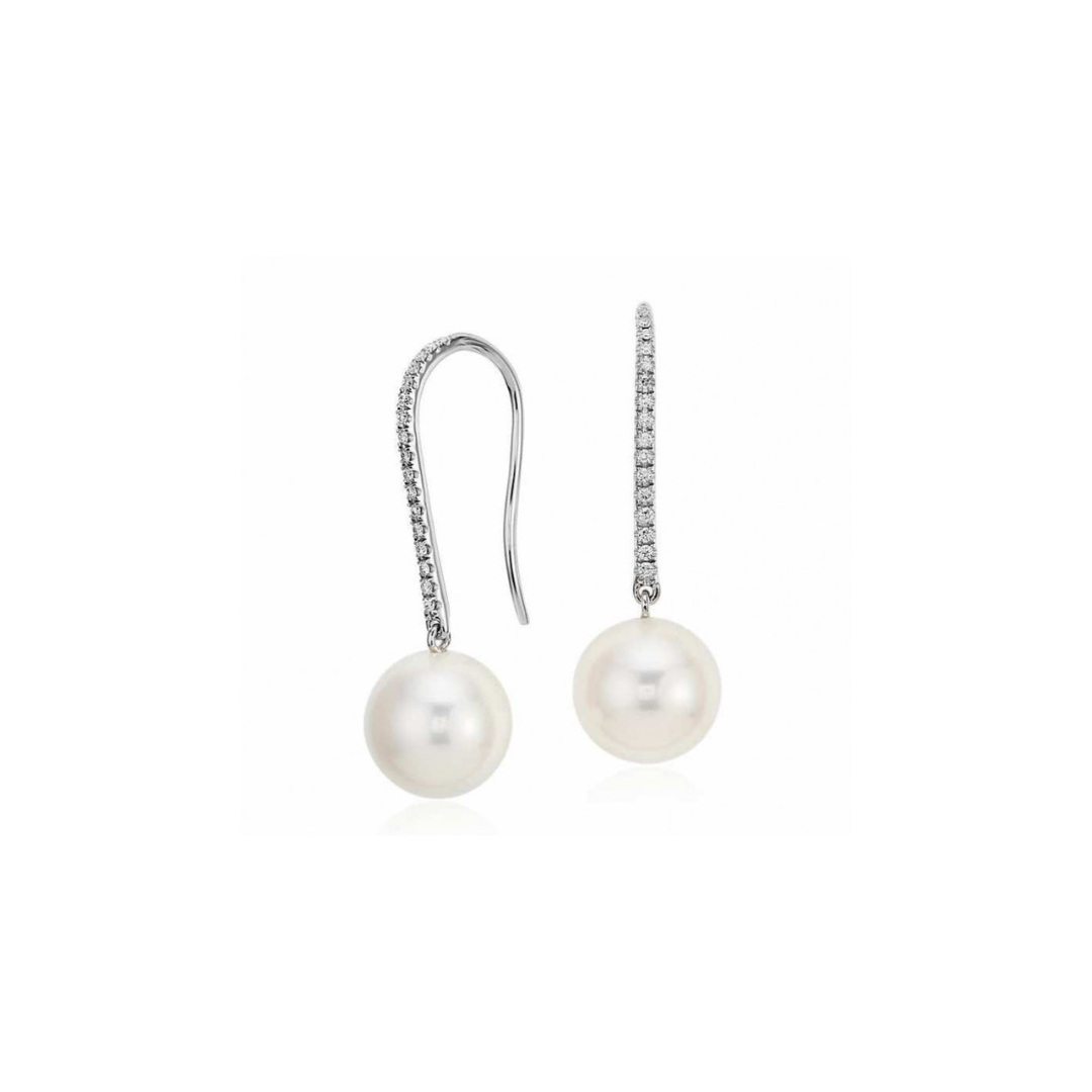 Diamond Pearl Drop Earring