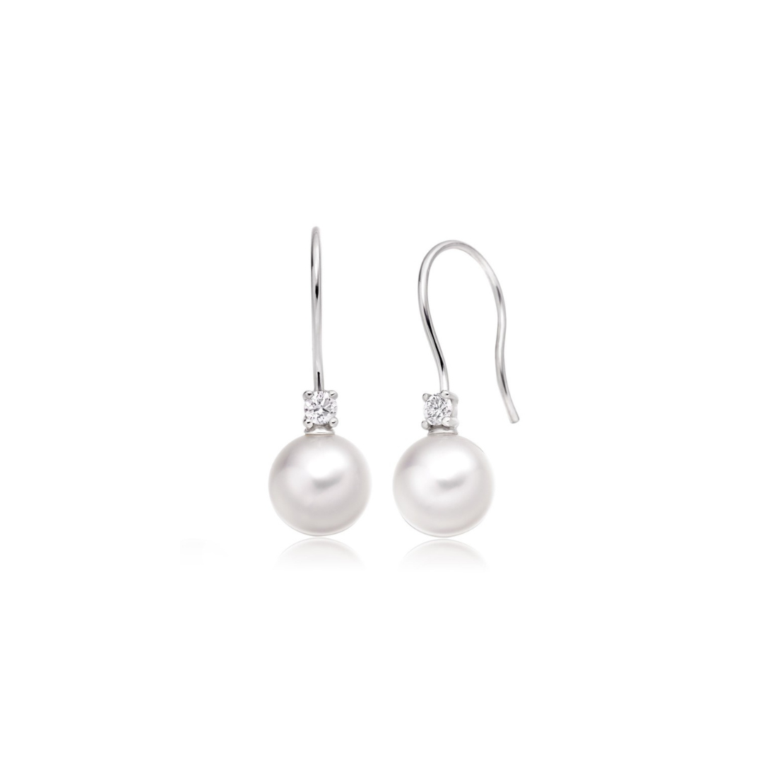 Diamond and Pearl Drop Earring