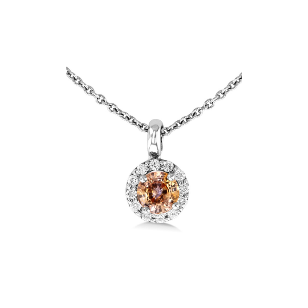 Topaz Halo Pendant Made in White Gold