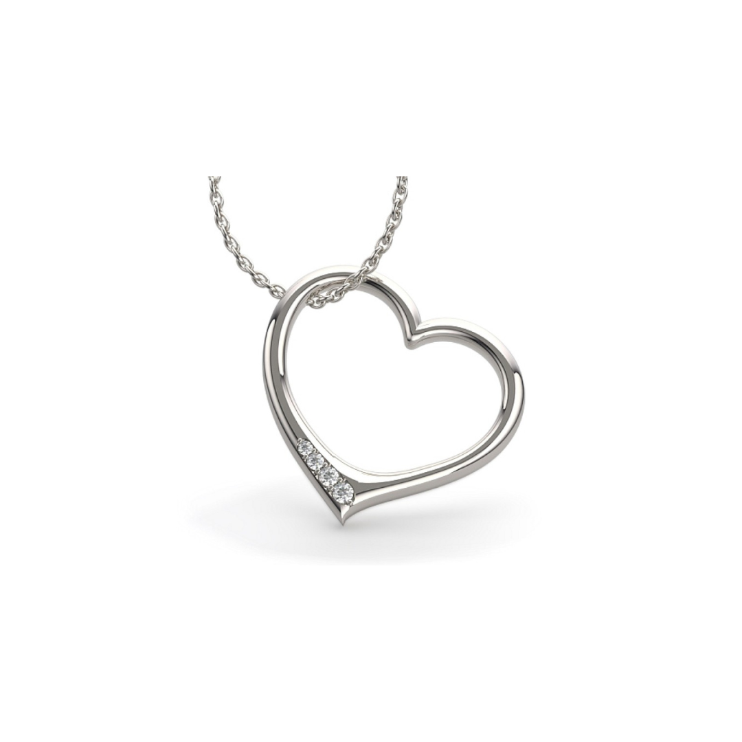 Heart Pendant in White Gold