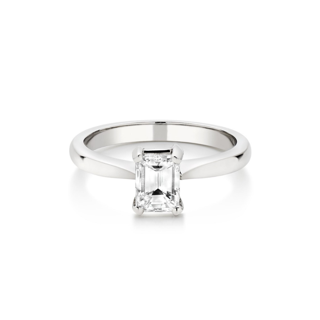 Rectangular Crystal Engagement Ring