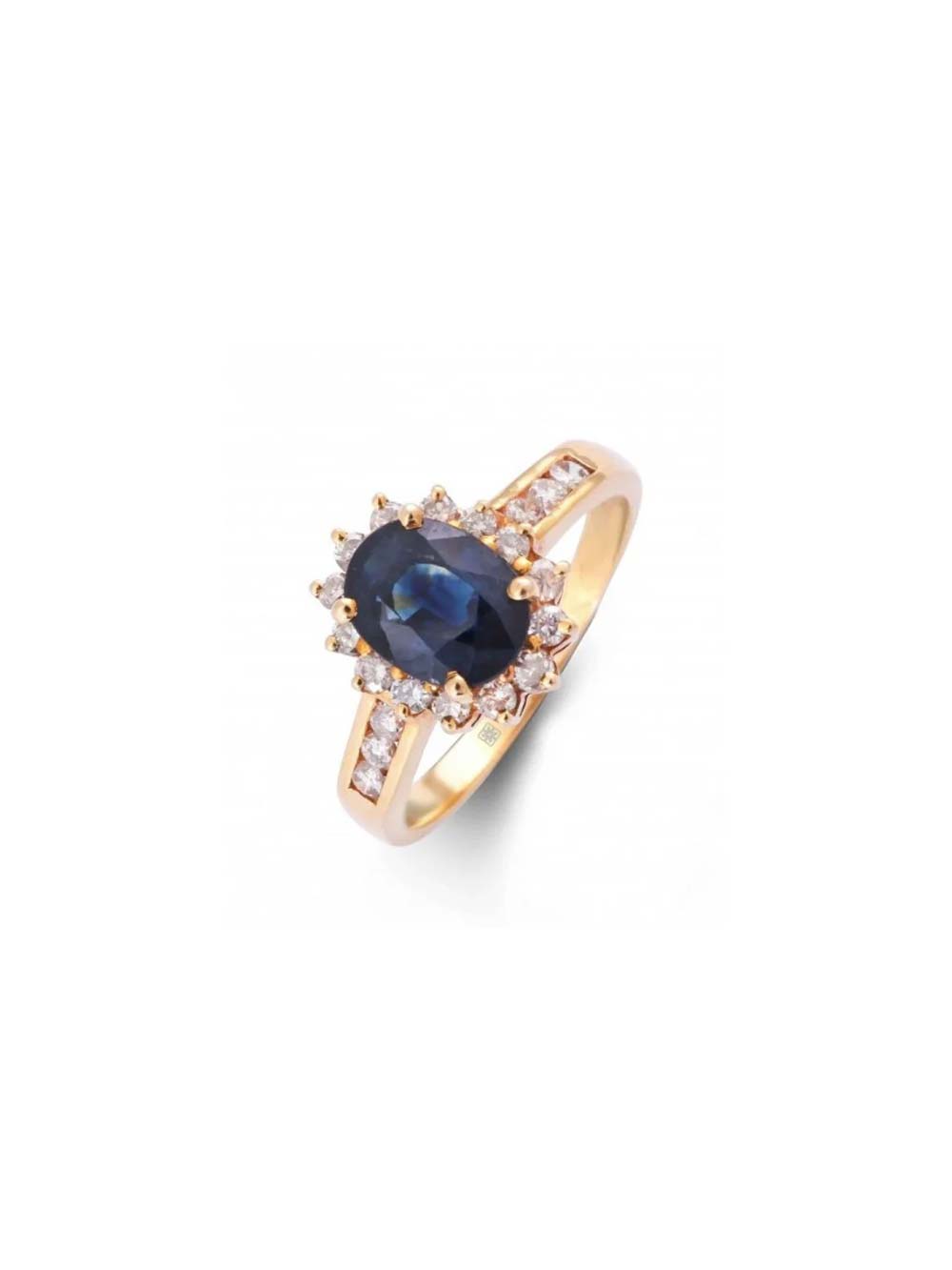 Oval Blue Sapphire with Diamond Halo Ring