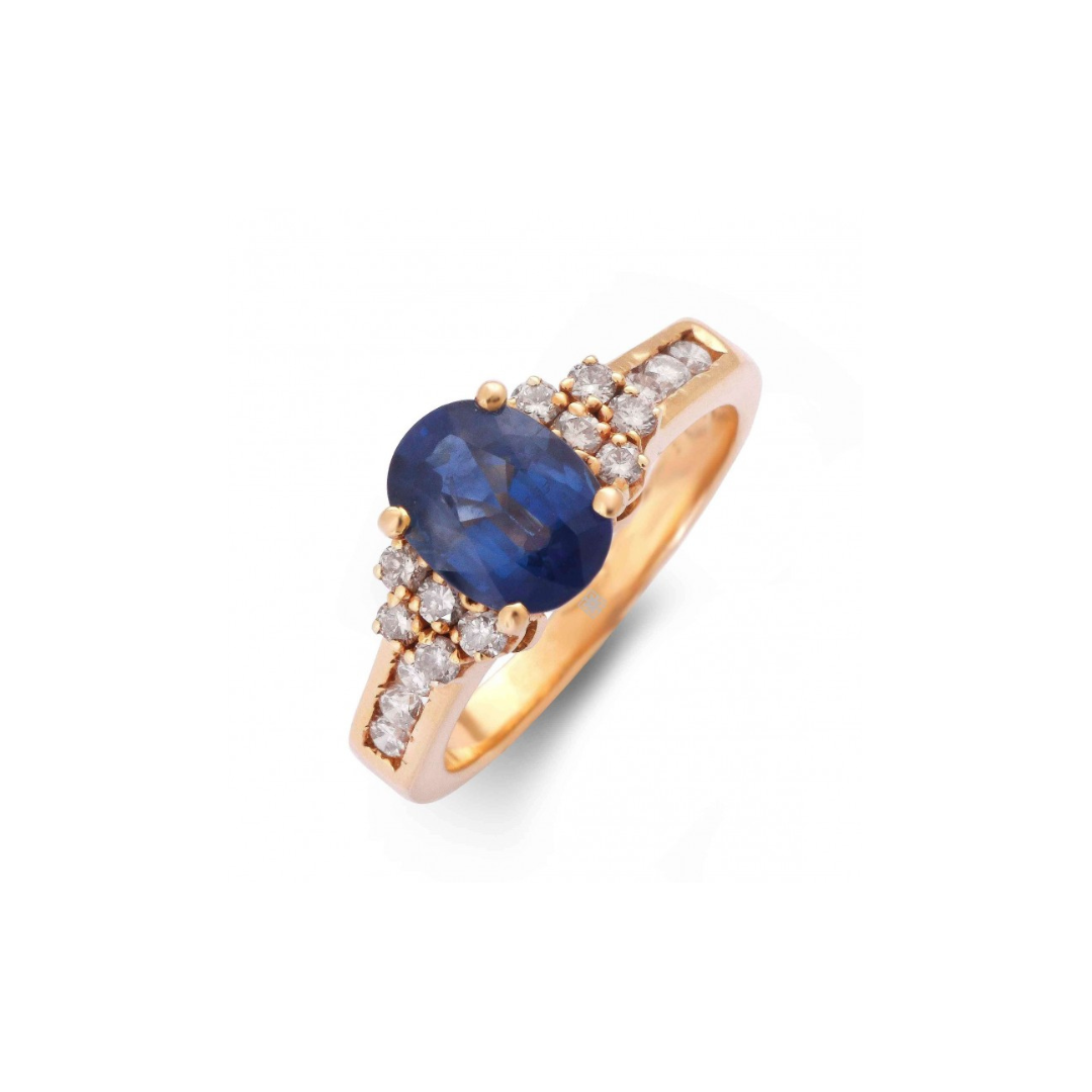 Oval Blue Sapphire and Diamond Ring