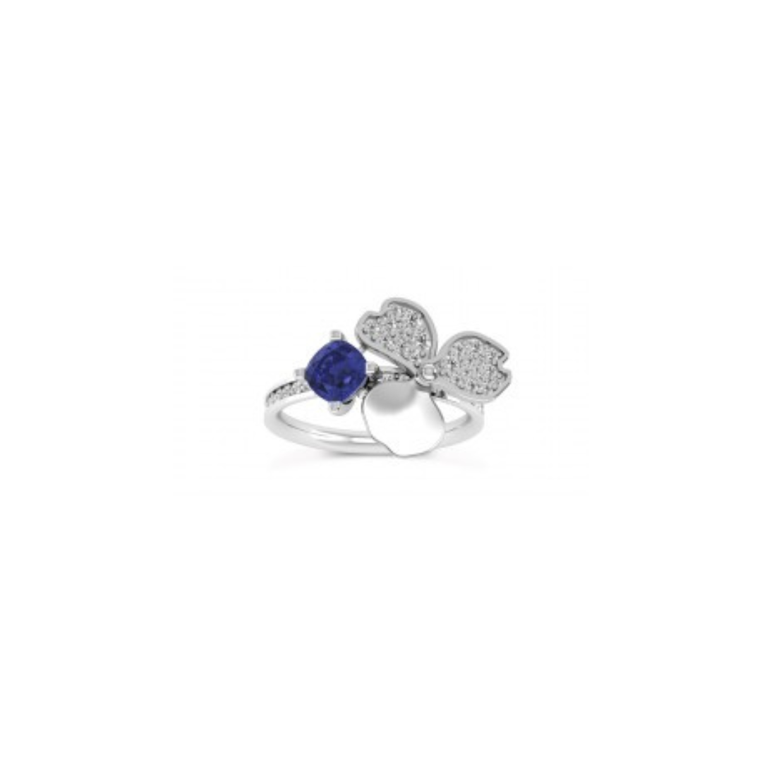 Blue Sapphire Flower Ring