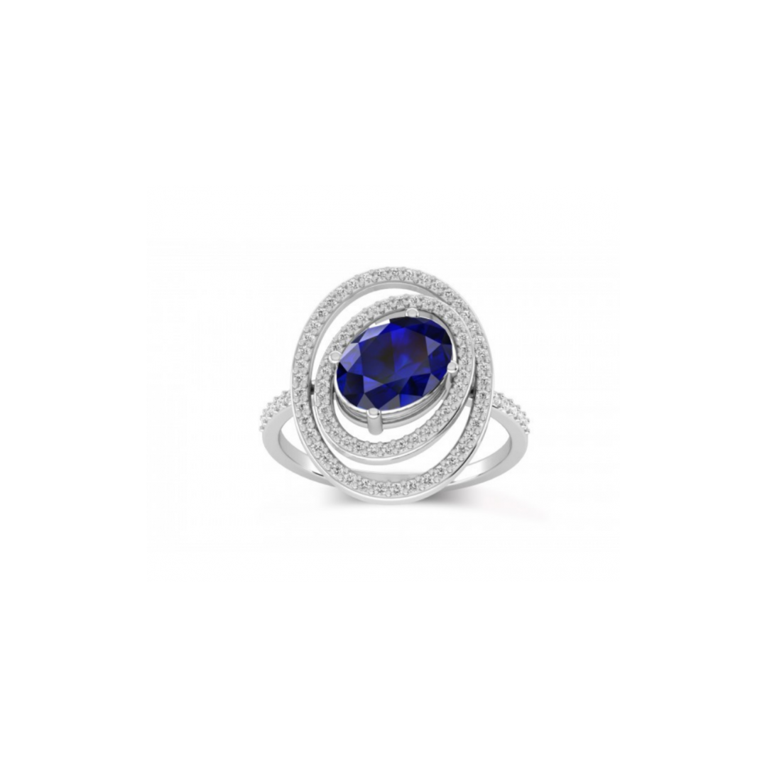 Blue Sapphire Orbit Ring