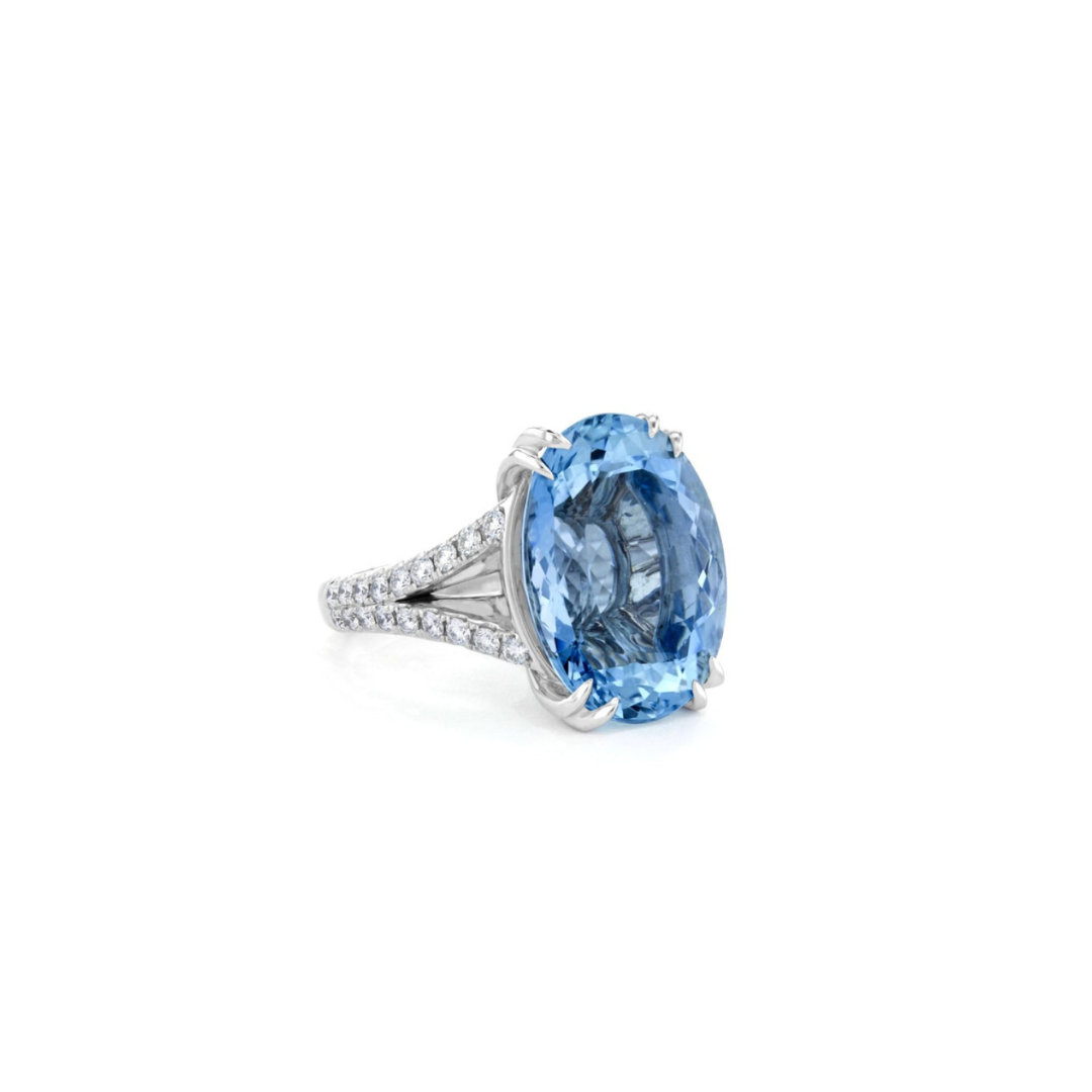 Aquamarine and Diamond Ring