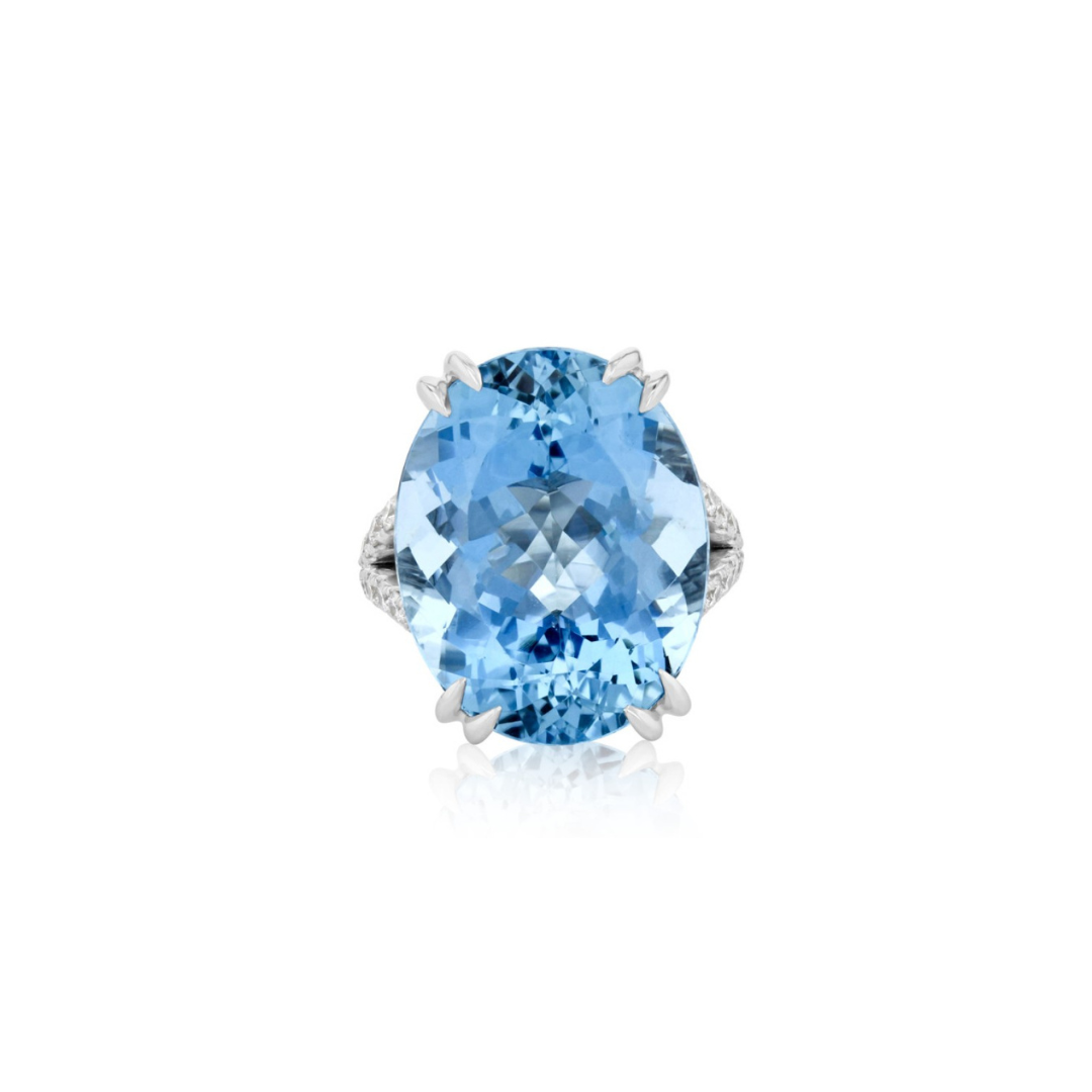 Aquamarine and Diamond Ring