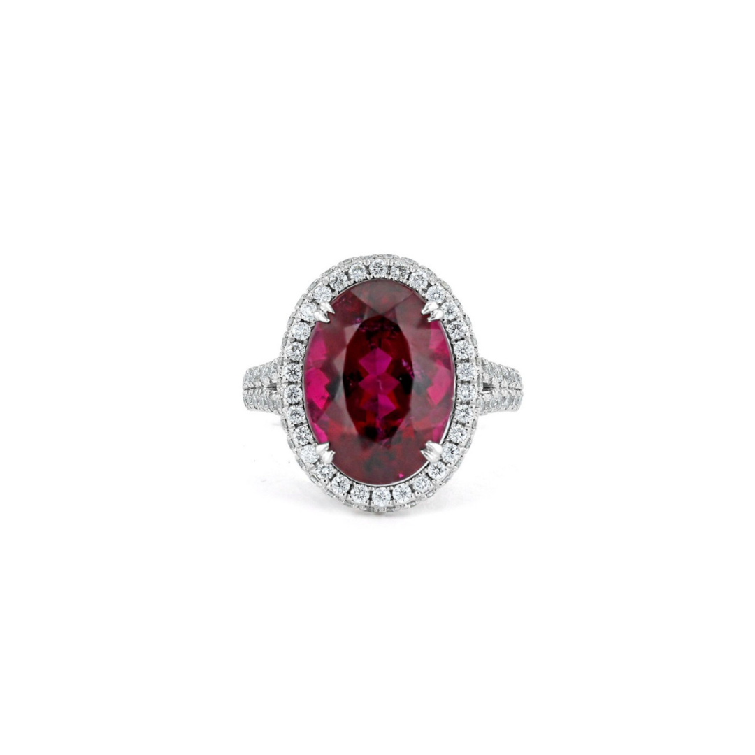 Oval Pink Sapphire Diamond Ring