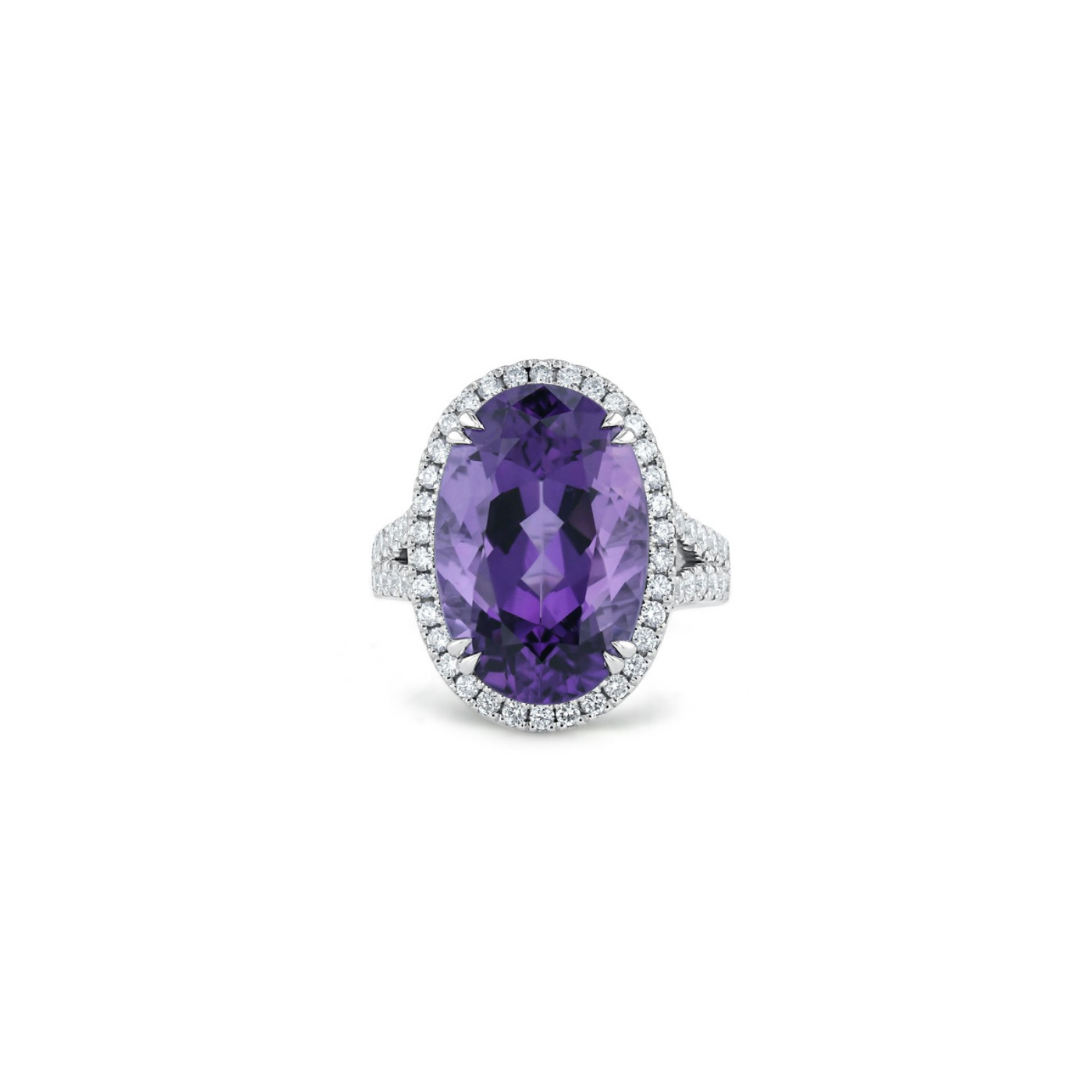 Oval Amethyst Diamond Ring