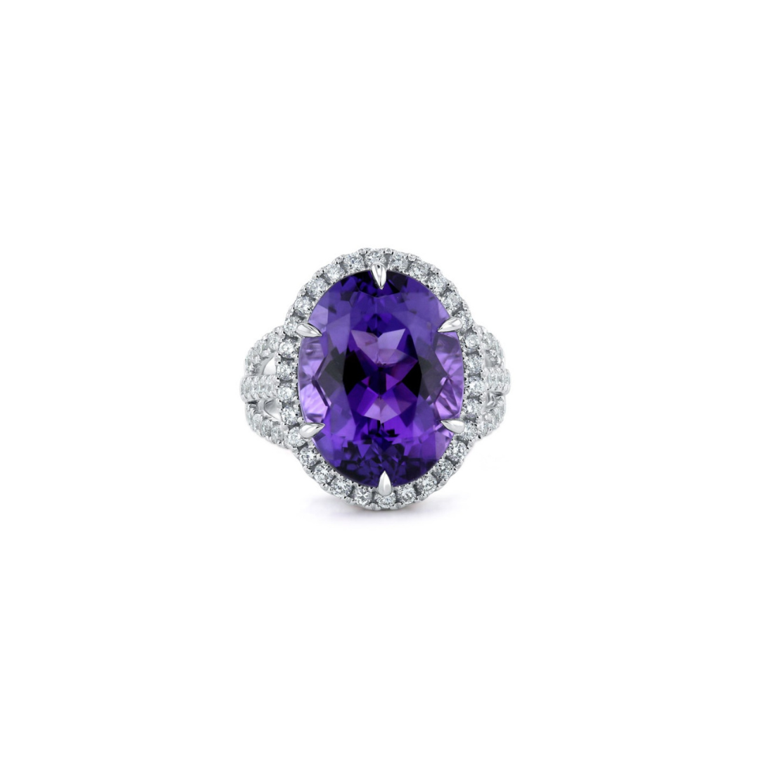 Amethyst Diamond Ring